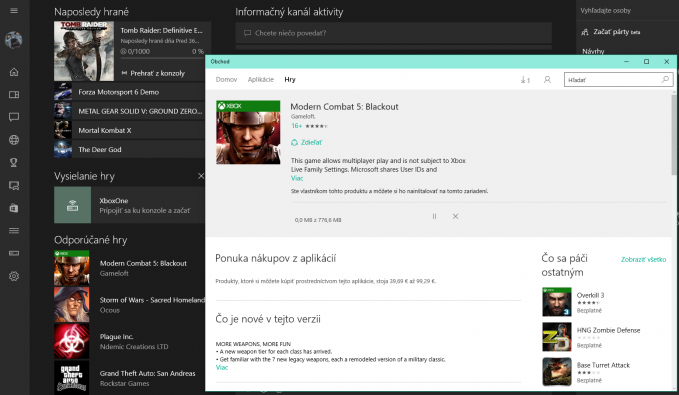 Xbox-Windows 10-Obchod