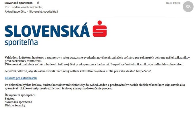 Slovenská sporiteľňa phishing
