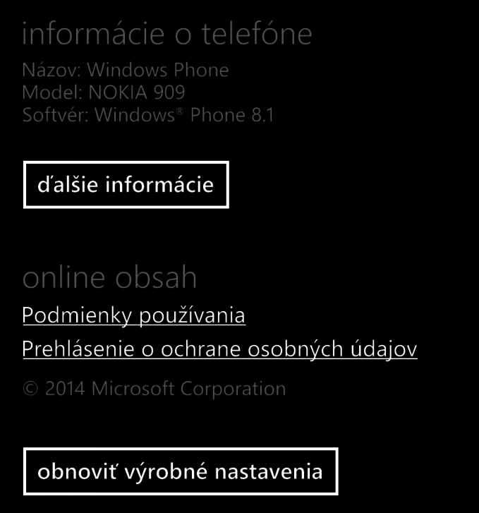 Obnovenie továrenských nastavení