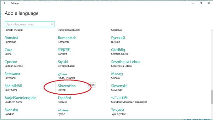 windows 10 jazyk