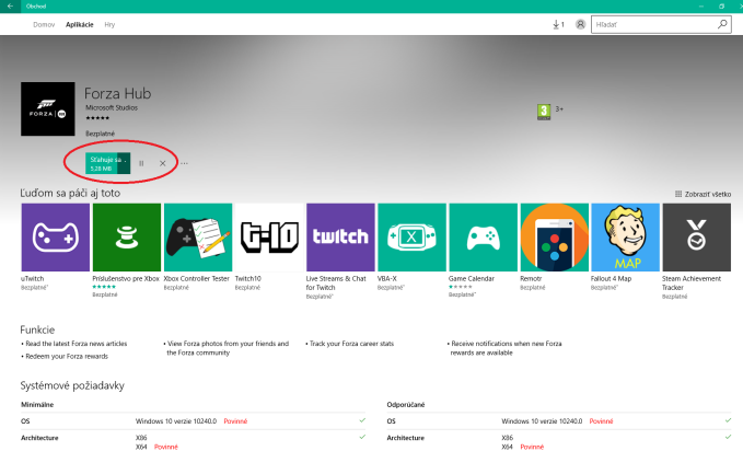 Windows Store Velkost