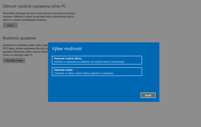 windows 10 preinštalovanie systému