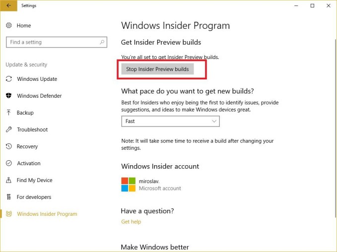 Windows Insider program 2