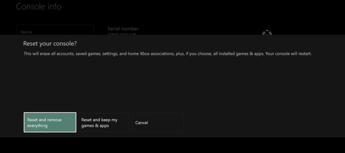 Xbox One reset