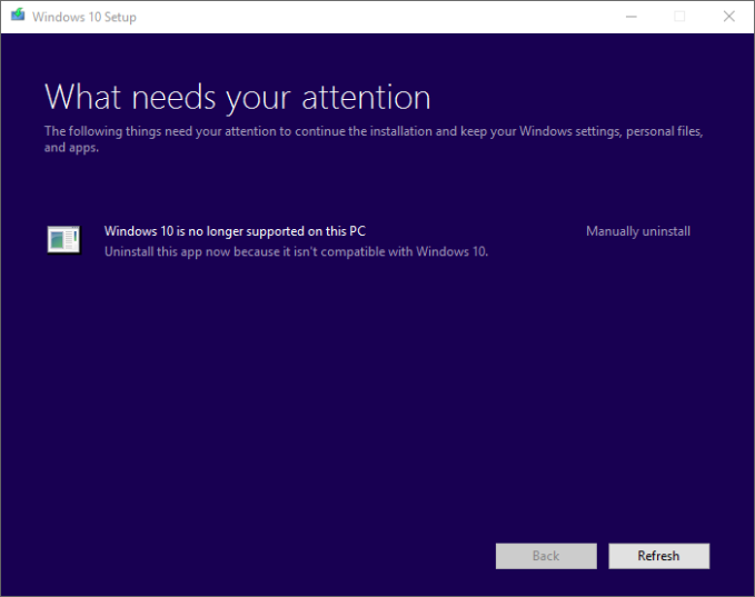 Creators Update not supported