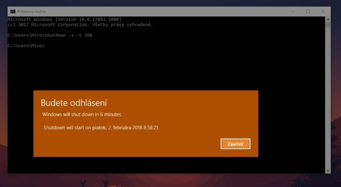 automatické vypnutie počítača